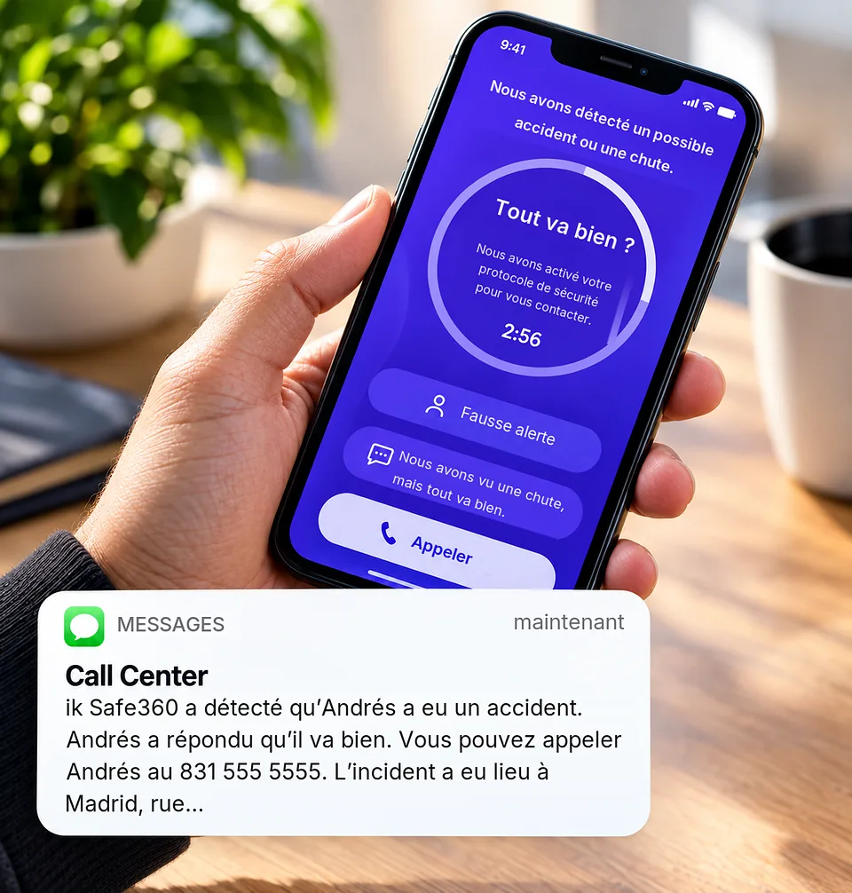 ik Safe360 détecte un possible accident et prévient la famille