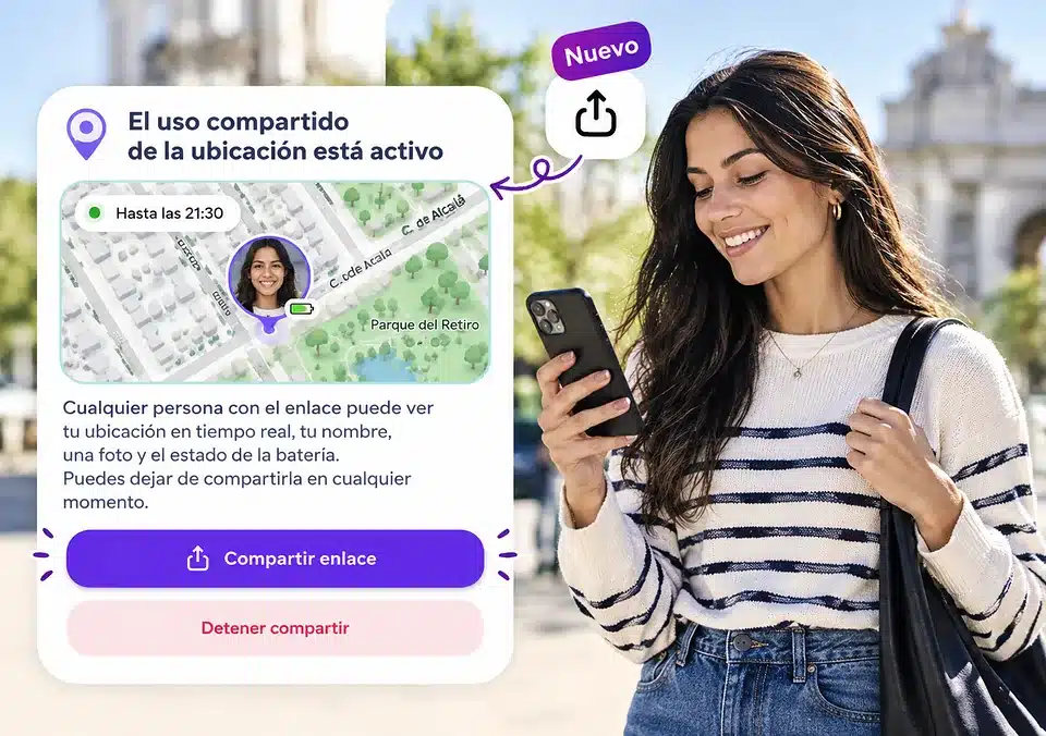 Compartir tu ubicación en tiempo real con un enlace desde inthesk